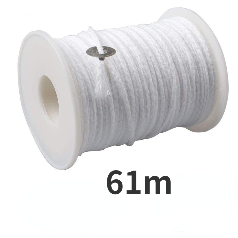 Bougeoir à mèche de bougie en coton de 61m, sans fumée, fil de bougie cylindrique d'aromathérapie, Kit de fabrication de bougies, bricolage: Gris clair
