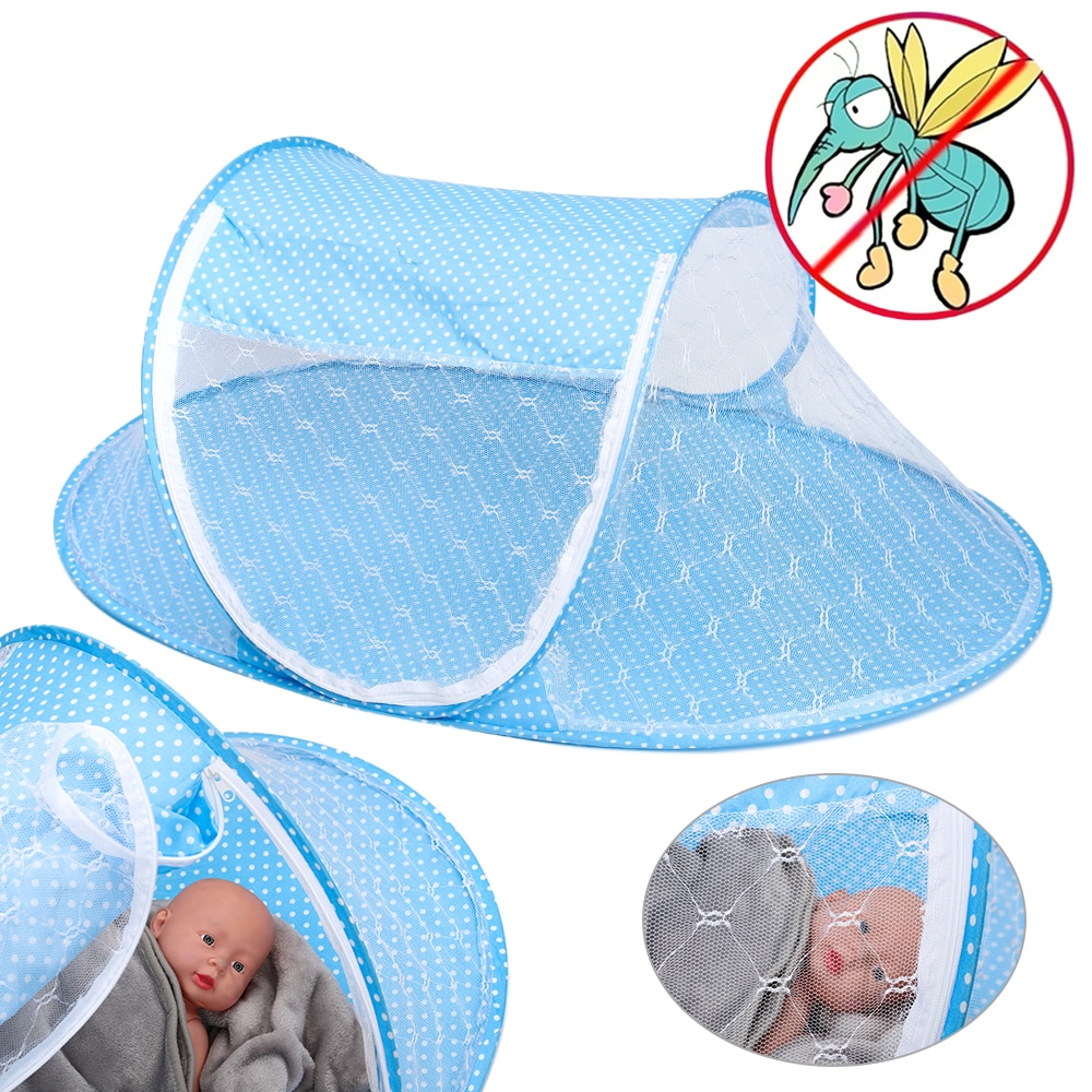 Draagbare Opvouwbare Klamboe Voor Baby Kids Bed Dot Rits Mug Insect Shield Netto Veilig Zuigelingen Bescherming Mesh Tent