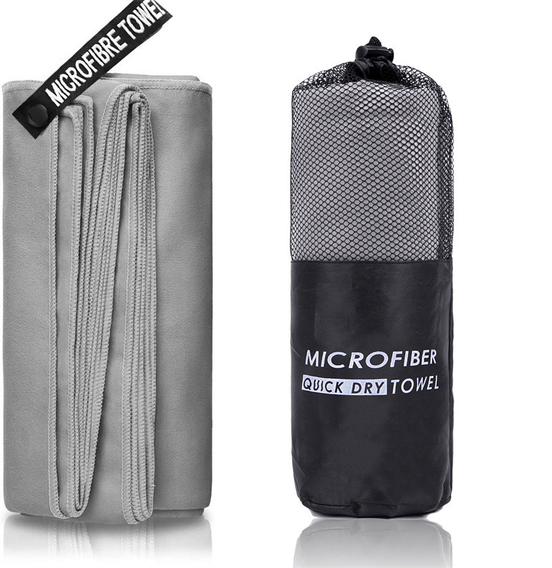 Verdikte microvezelhanddoek voor reizen, sport, sneldrogend, superabsorberend, grote haarhanddoek, superzacht en lichtgewicht fitnesshanddoek: Zilver