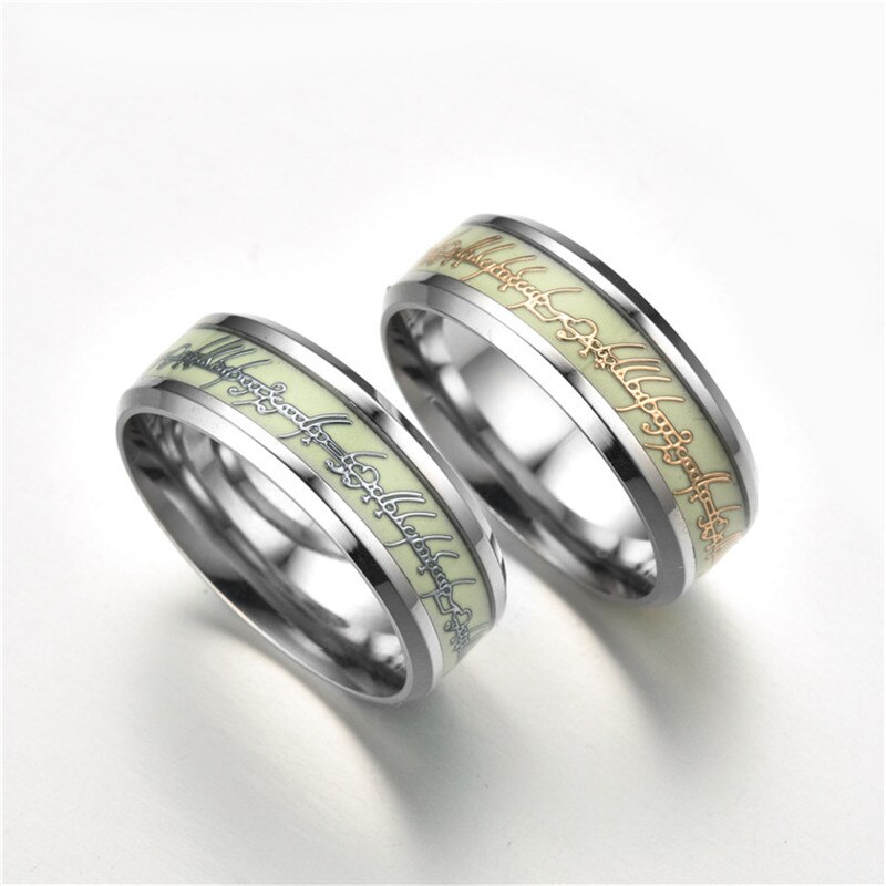 KOtik Grün glühen in das dunkel Ring für Männer Hochzeit Leucht Ring Männlichen Edelstahl Hochzeit Band Ring