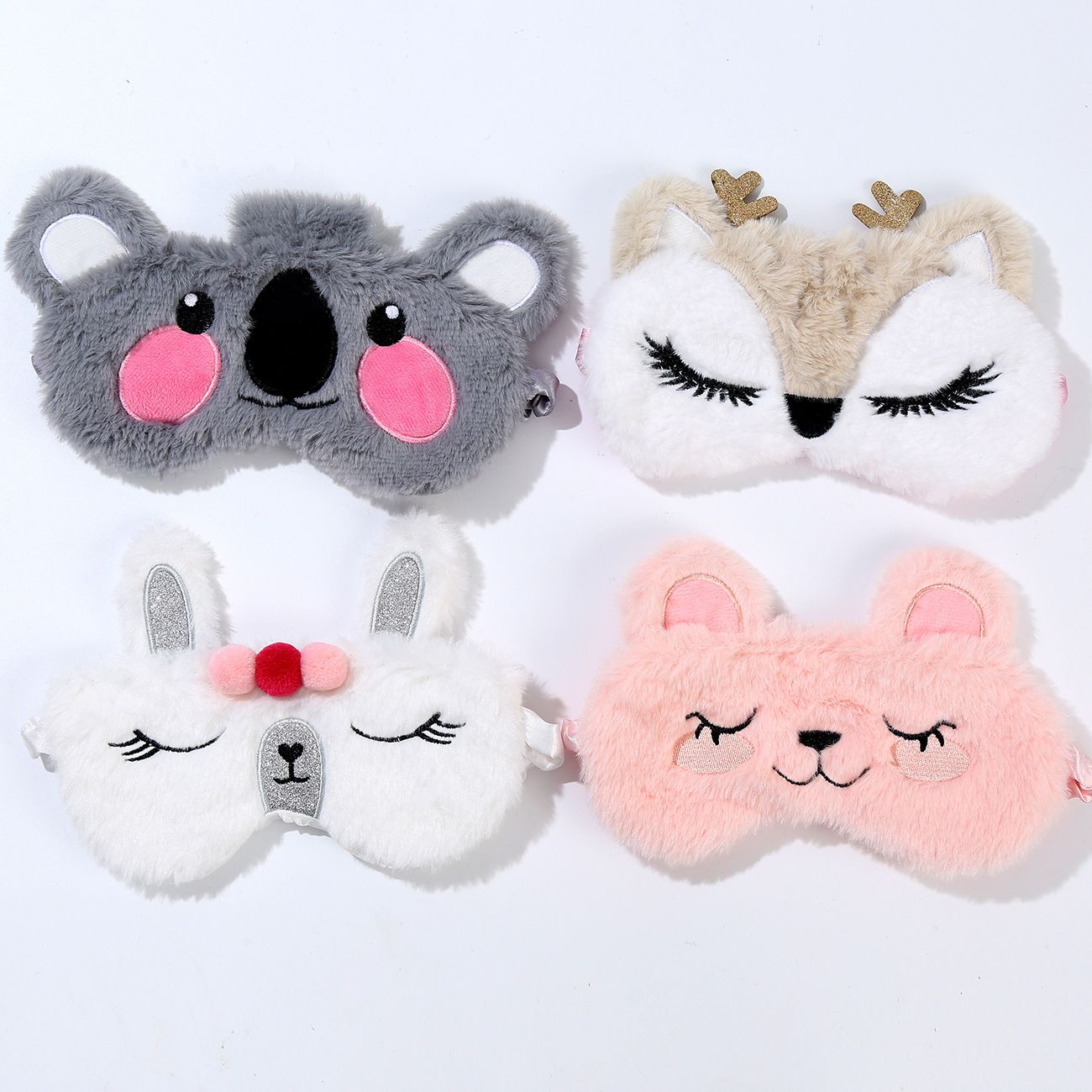Plush Sleep Mask Cute Koala Rabbit Blindfold Eye Band Aid Cover Night Dream Mask Cotton Bandage Sleeing Relax