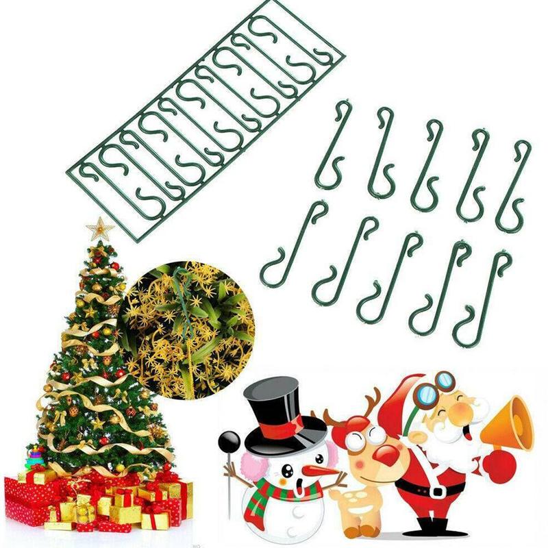 10/20/30/50 Set S-vorm Haken Kerstboom Decoratie Pvc Groene Multifunctionele Haak Houders Ornamenten