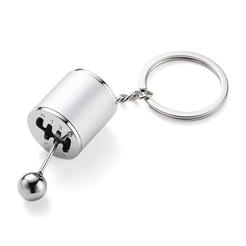 Mini Turbo Turbolader Schlüsselanhänger Auto-Styling Schlüsselanhänger Getriebe Getriebe Anhänger Schlüsselanhänger Stock Knöpfe Schlüsselanhänger Schicht Metall zappeln Spielzeuge: Silber