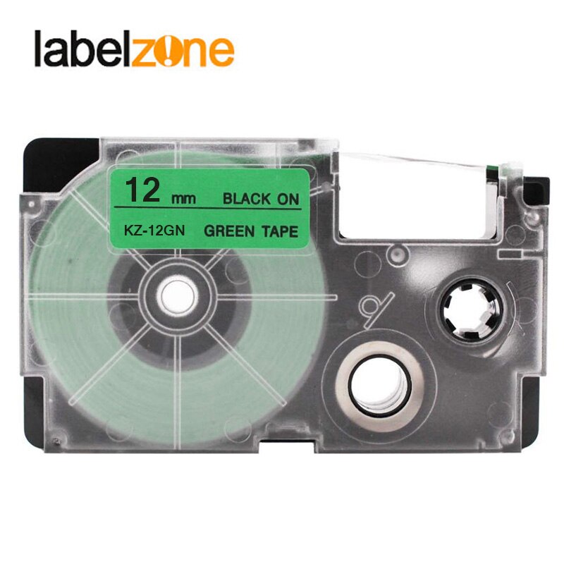 Multicolor 12mm XR-12WE XR-12X XR-12YW Laminiert Label bänder kompatibel für KL60 KL100 KL120 KL750 KL780 KL820 KL7000 KL-7200: Black on green