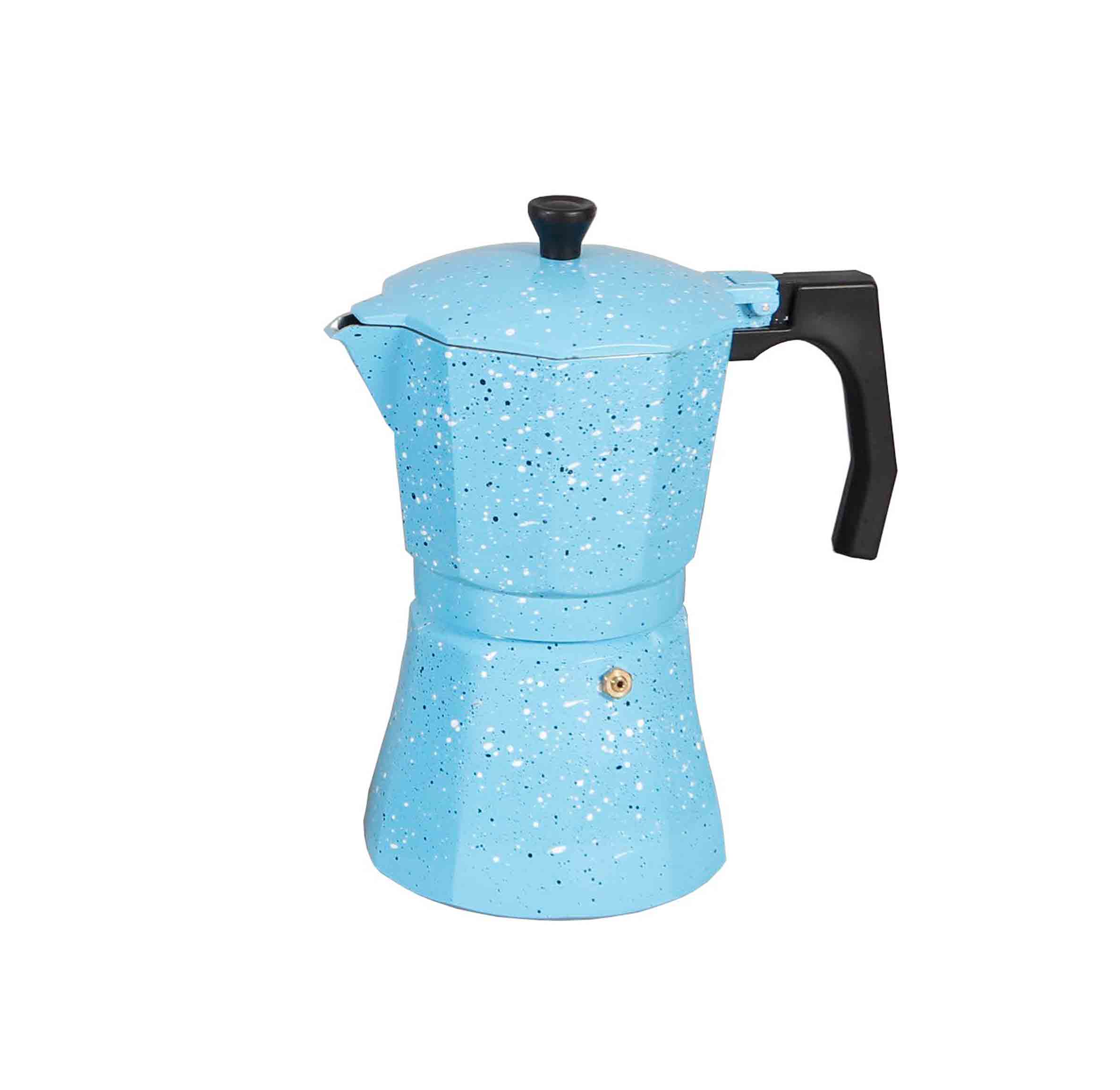 Cafetera italiana clásica aluminio revestido de mármol 9 o 12 Tazas | 3 colores | cafetera Moka vitrocerámica (marrón): Blue 9 cups