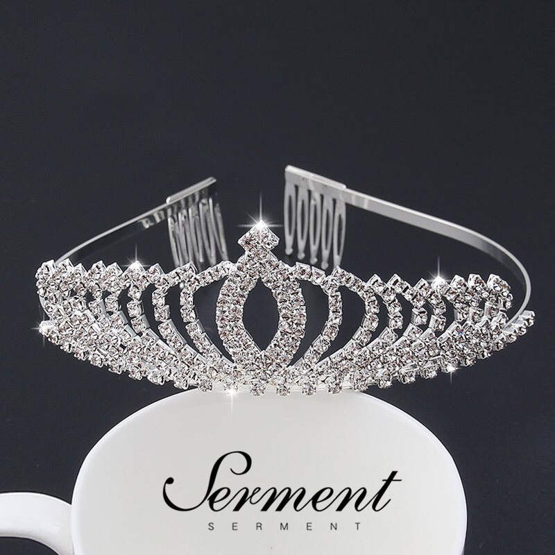 SERMENT Princess Wedding Bridal Bridesmaid Tiara Crown Girls Crystal Zircon Jewelry Hair Accessories Bride Birthday Crown