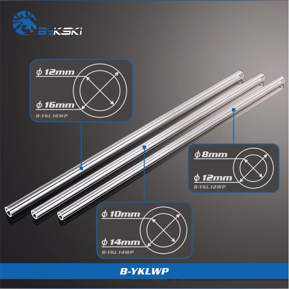 Bykski-tubo duro acrílico transparente, tubo rígido para 12mm, 14mm, 16mm ,50CM, tubo de refrigeración de agua, B-YKLWP