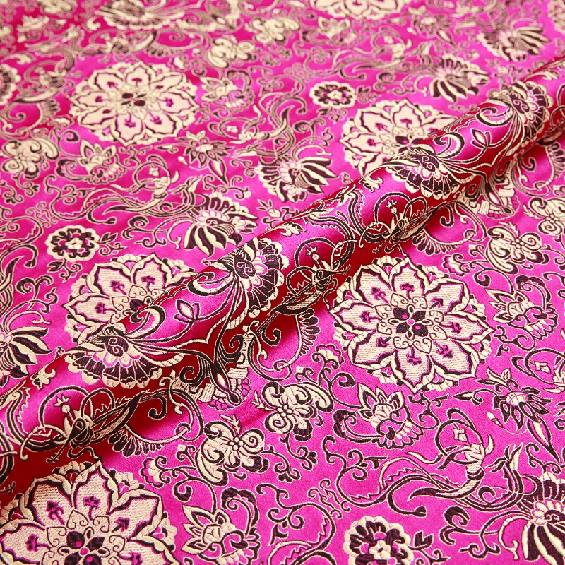 Bloem Satijn Kledij Stof Brokaat Jacquard Stoffen Brokaat Materiaal Voor Naaien Cheongsam En Kimono