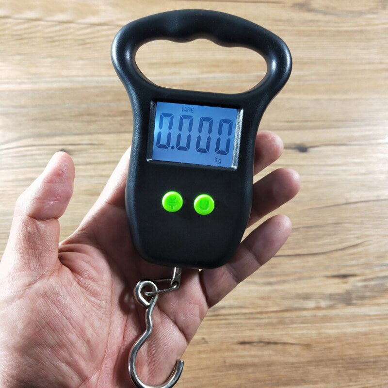 Hängande ledd elektronisk våg digital bagagevåg med bekvämt handtag krok 110lb/50kg för fiskebagage steelyard: Svart