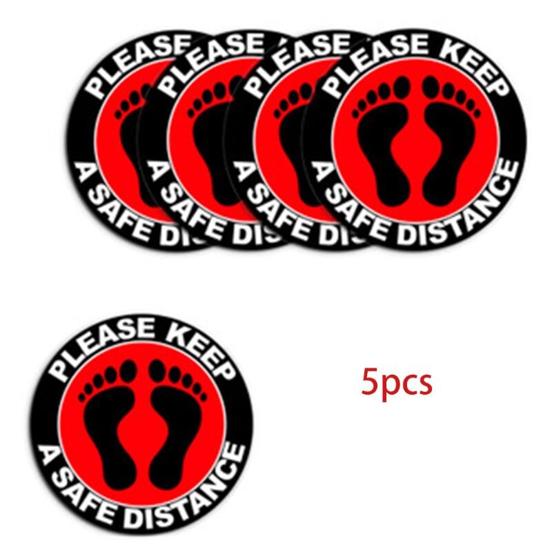 5pcs Please Keep Social Distancing Floor Sign Safety Distance Adhesive Sticker Marker for Supermarket Hospital: B