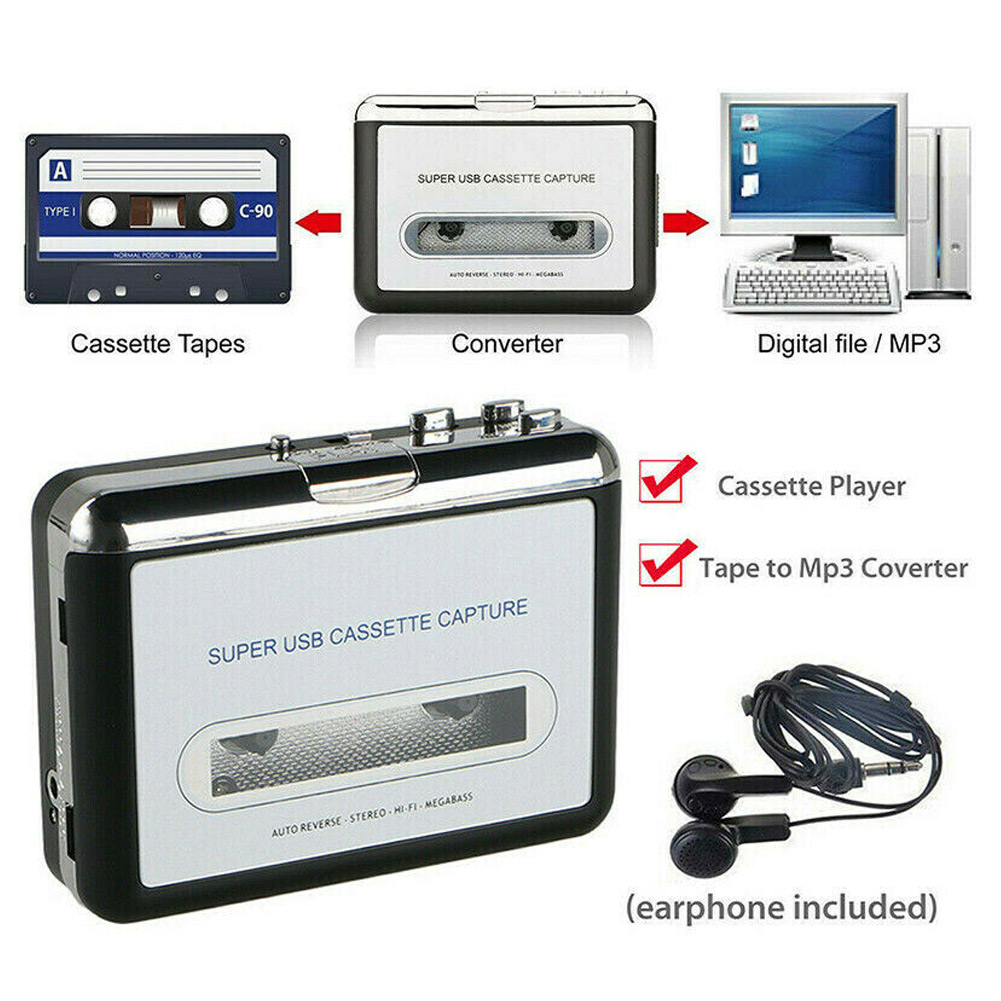 USB Kassette zu MP3 Konverter Tragbare Audio Tape-to-MP3 Musik Player Switcher DC128