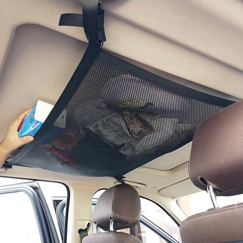 Car Ceiling Storage Net Pocket Universal Car Roof Interior Cargo Net Bag with Zipper Car Trunk Storage Nets Car Accessories