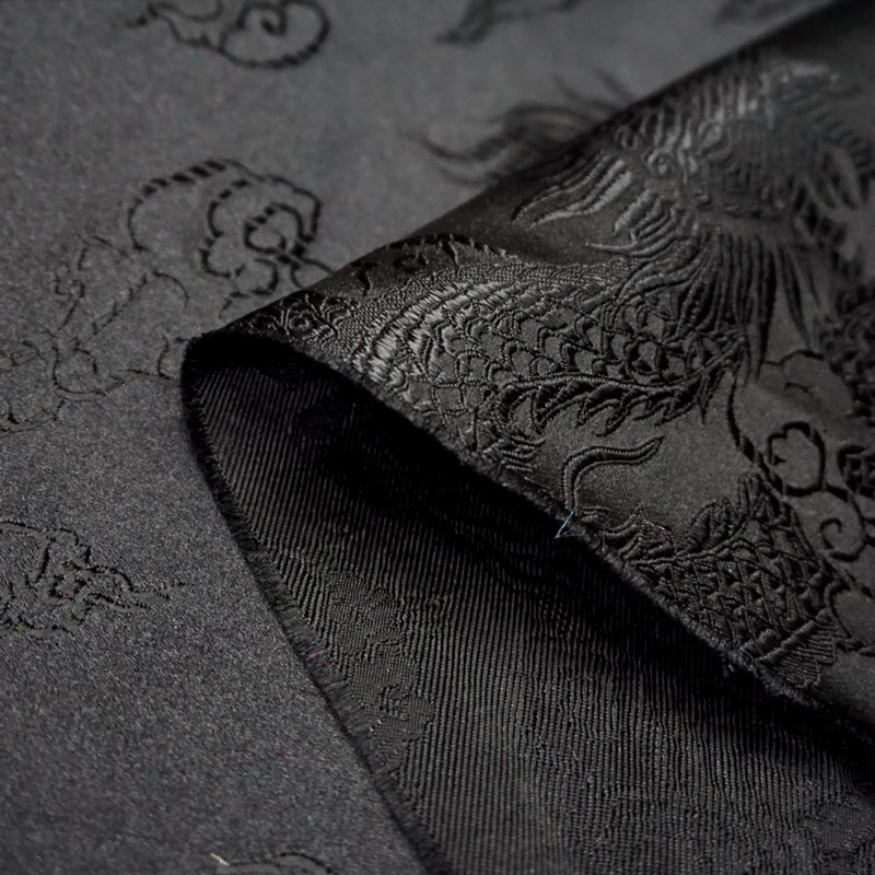 Sort drage stil 3d jacquard brokade satin stof til suite, duge, pude, diy symateriale patchwork