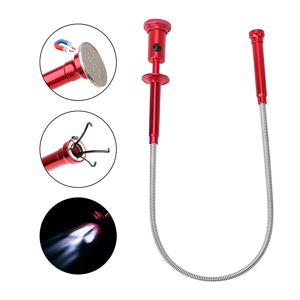Niceyard Telescopische Flexibele Pick Up Tool Magneet + 4 Claw + Led Licht Magnetische Lange Lente Grip Riool Reiniging Pickup gereedschap