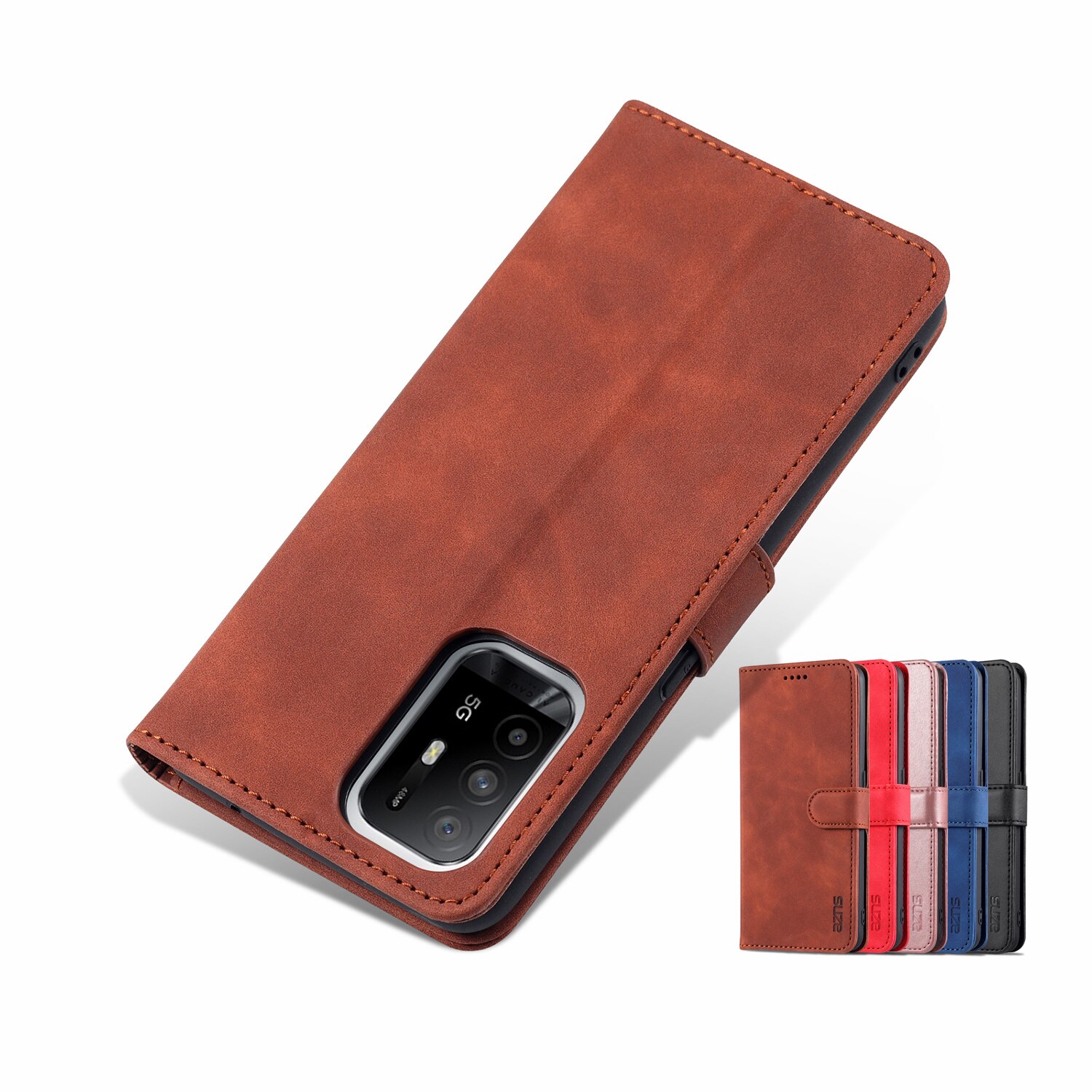Wysokiej jakości etui z klapką dopasowane etui do OPPO A94 5G A95 5G Pu skórzane torebki na telefon etui ochronne z zamknięciem pasek AZNS