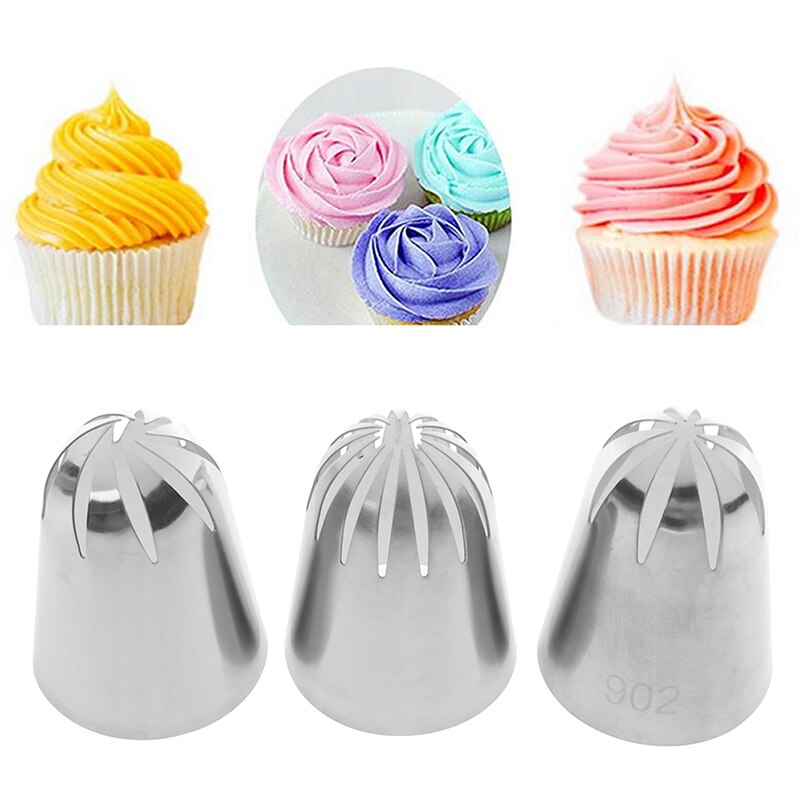 3 Pcs Grote Nozzle Gebak 304 Rvs Icing Piping Tips Cake Decorating Gereedschap Diy Dessert Gebak