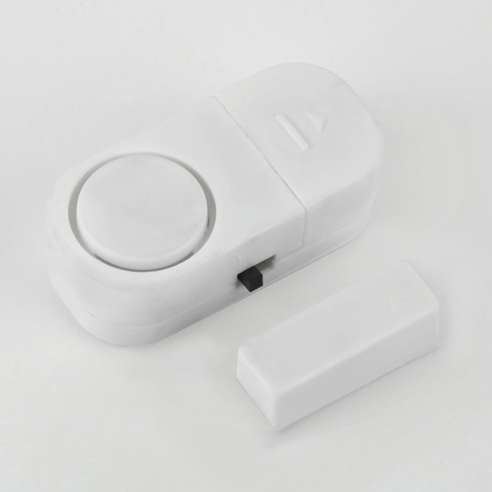 Mini Self-adhesive Wireless Door Window Magnetic Sensor White 90 dB Super Loud Burglar Entry Alarm Alert With Sticker Dustproof