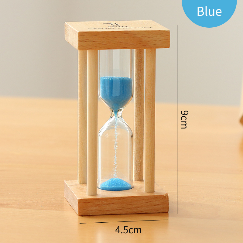 Sand Watch 1 Minute Clock 3 5 Minutes Glass Shower Timer Wood Timing Kid Mini Ornaments Home Decoration Accessories SL-MZFX: Blue / 5min