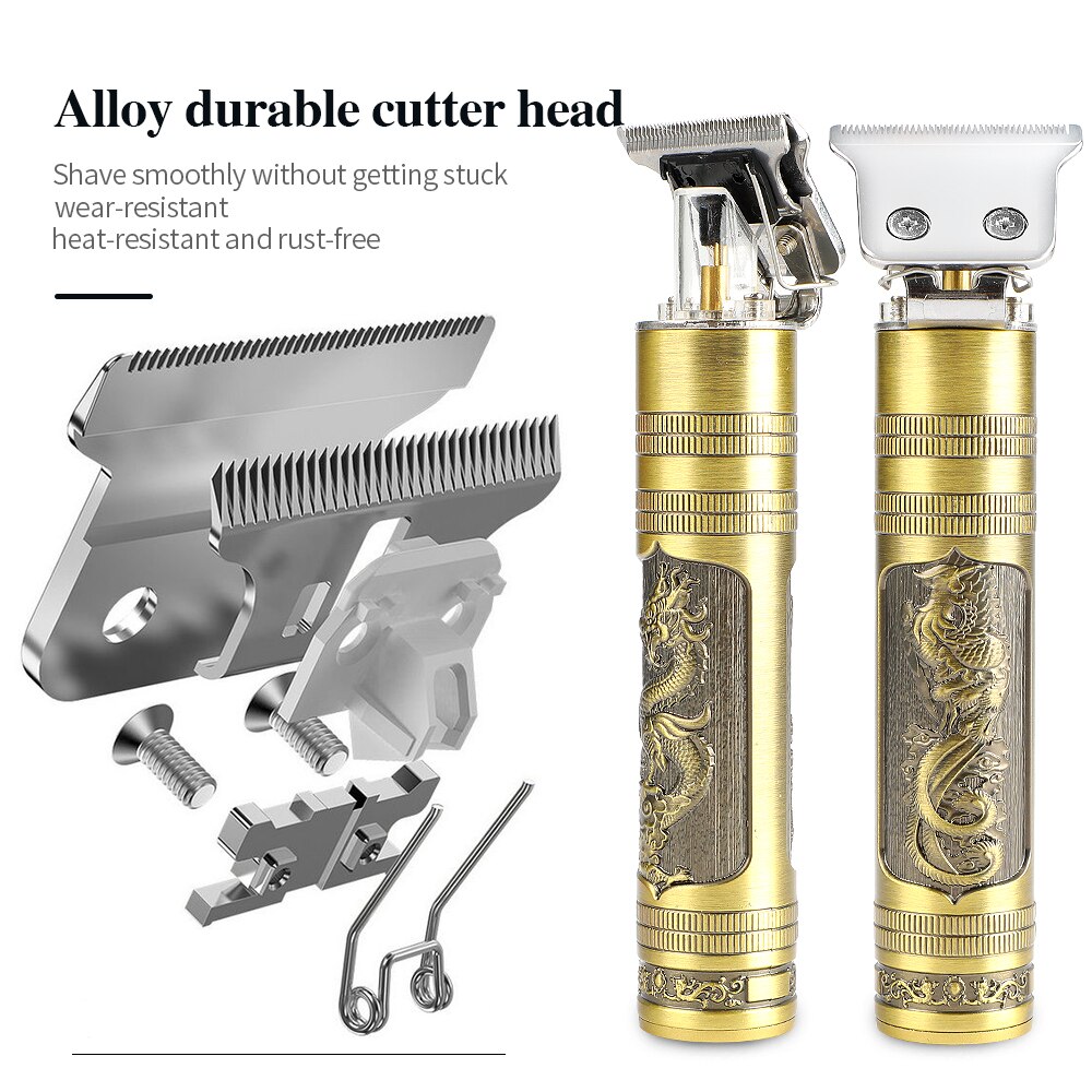 Barber Hair Clipper Rechargeable Electric T-Outliner Finish Cutting Machine Beard Trimmer Shaver Cordless USB