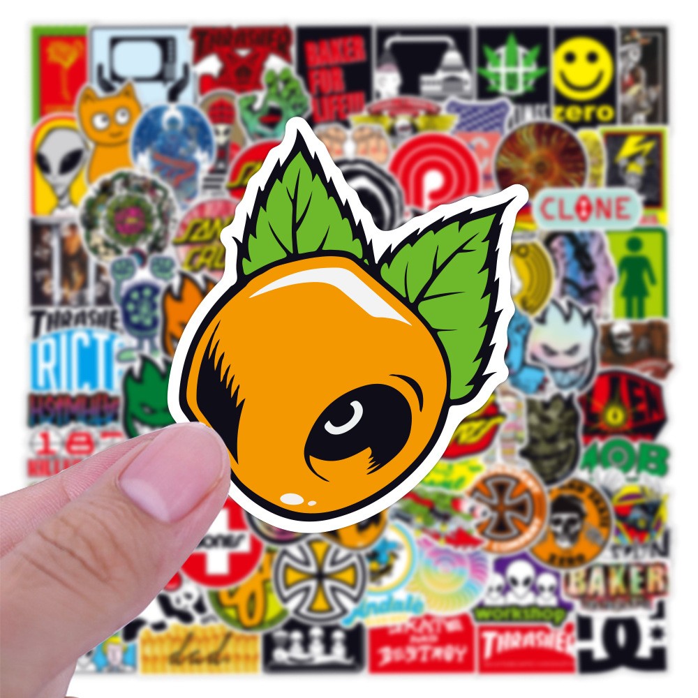 100PCS Cool Brand Logo Stickers Aesthetic Skateboard Laptop Motorcycle Phone Car Graffiti Sticker Decal