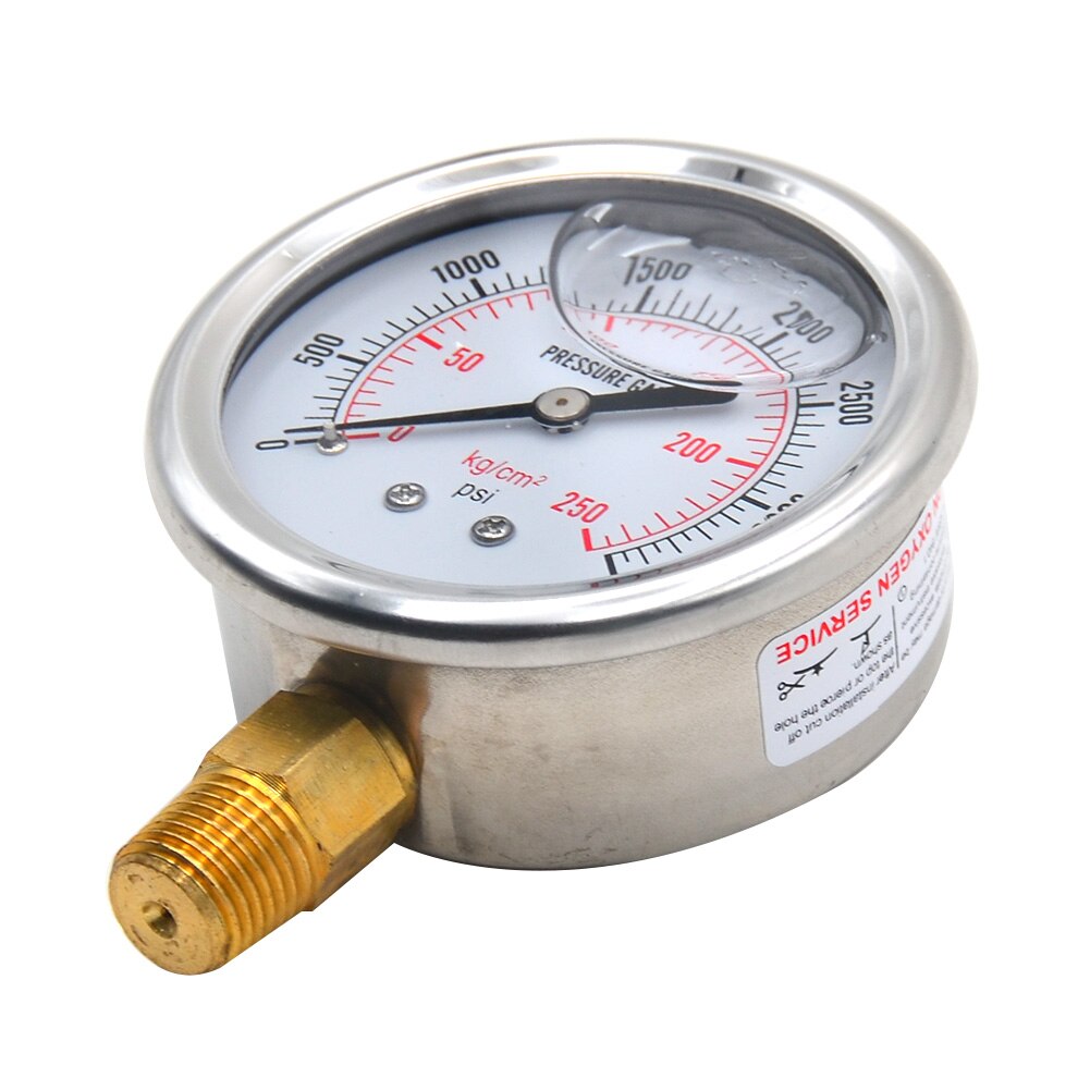 Medidor de presión de fluido hidráulico, manómetro de rosca Us de 0-3500Psi, peso ligero de pequeño volumen