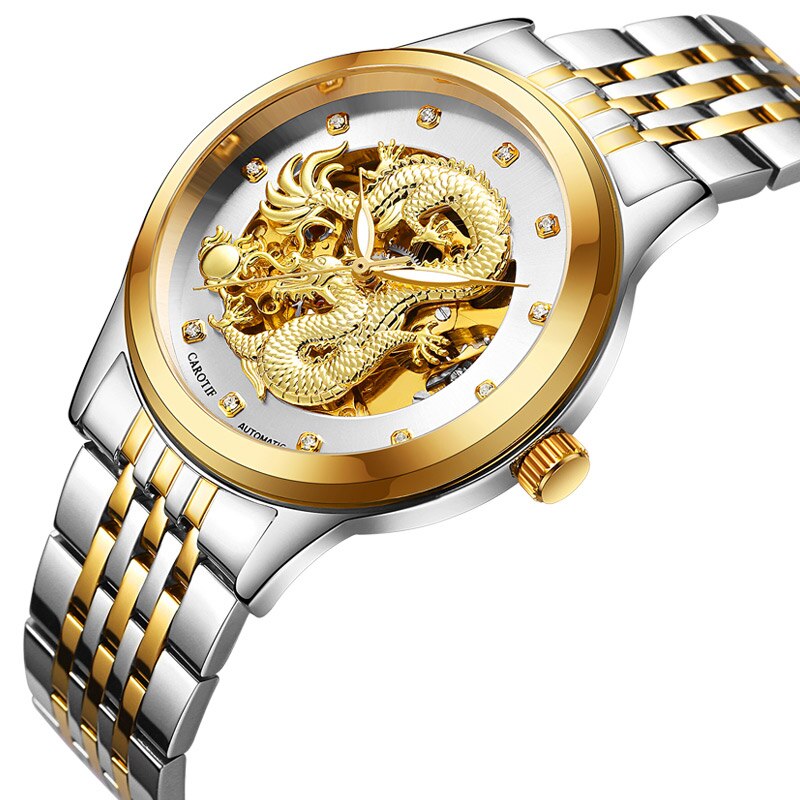 Carotif automatische mechanische horloges voor heren, waterdicht, draak: B2