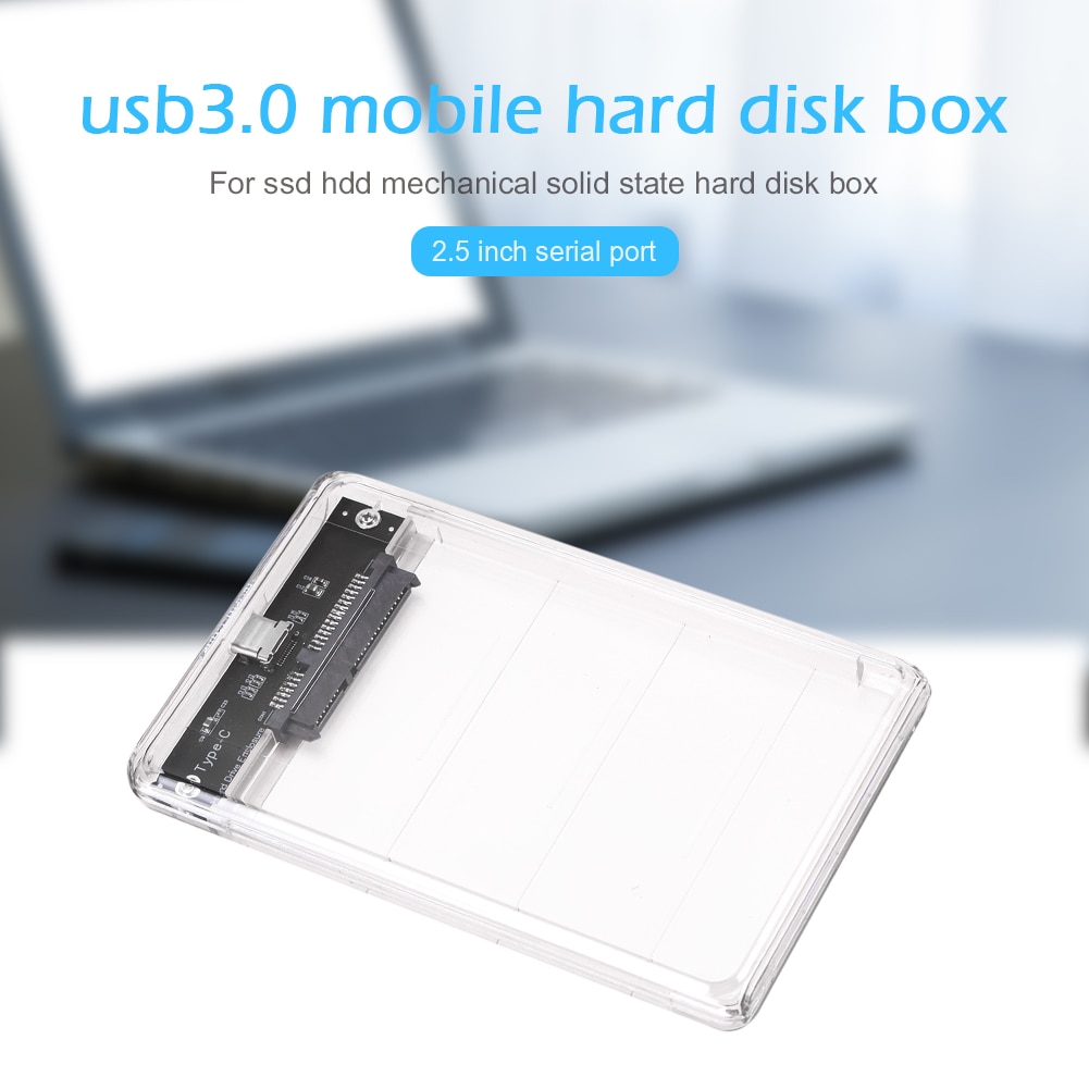 2.5" Transparent Hard Drive Case USB 3.0 to SATA HDD Case 5Gbps Hard Drive Enclosure High Speed Mobile External HDD Case