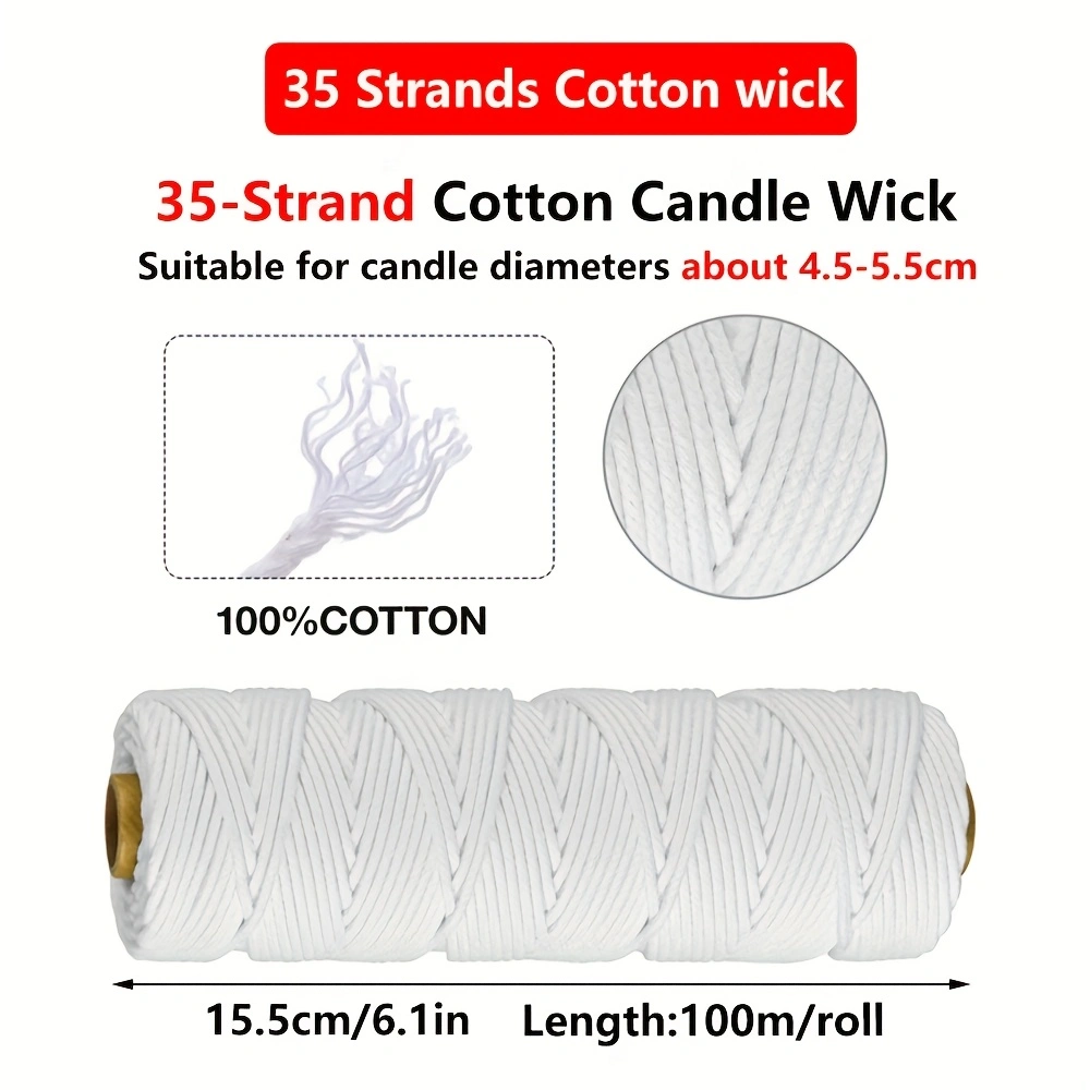 Kit de herramientas para hacer velas, mecha de vela de 100m/rollo, hechos a mano ecológicos para entusiastas, mechas de algodón para herramientas de fabricación de velas DIY: Caqui oscuro