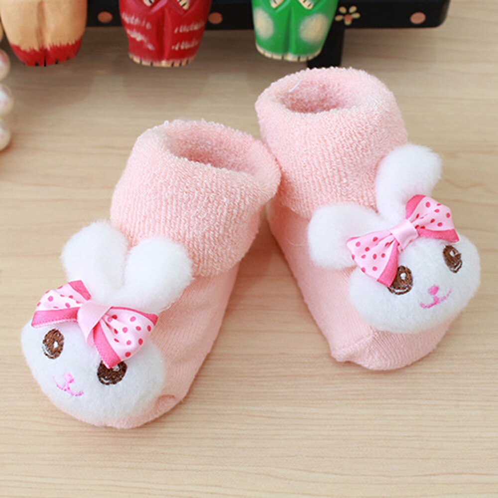 Enfant en bas âge enfants pied chaussettes hiver dessin animé mignon -né enfants bébé filles garçons anti-dérapant chaussettes pantoufle chaussures bottes: C