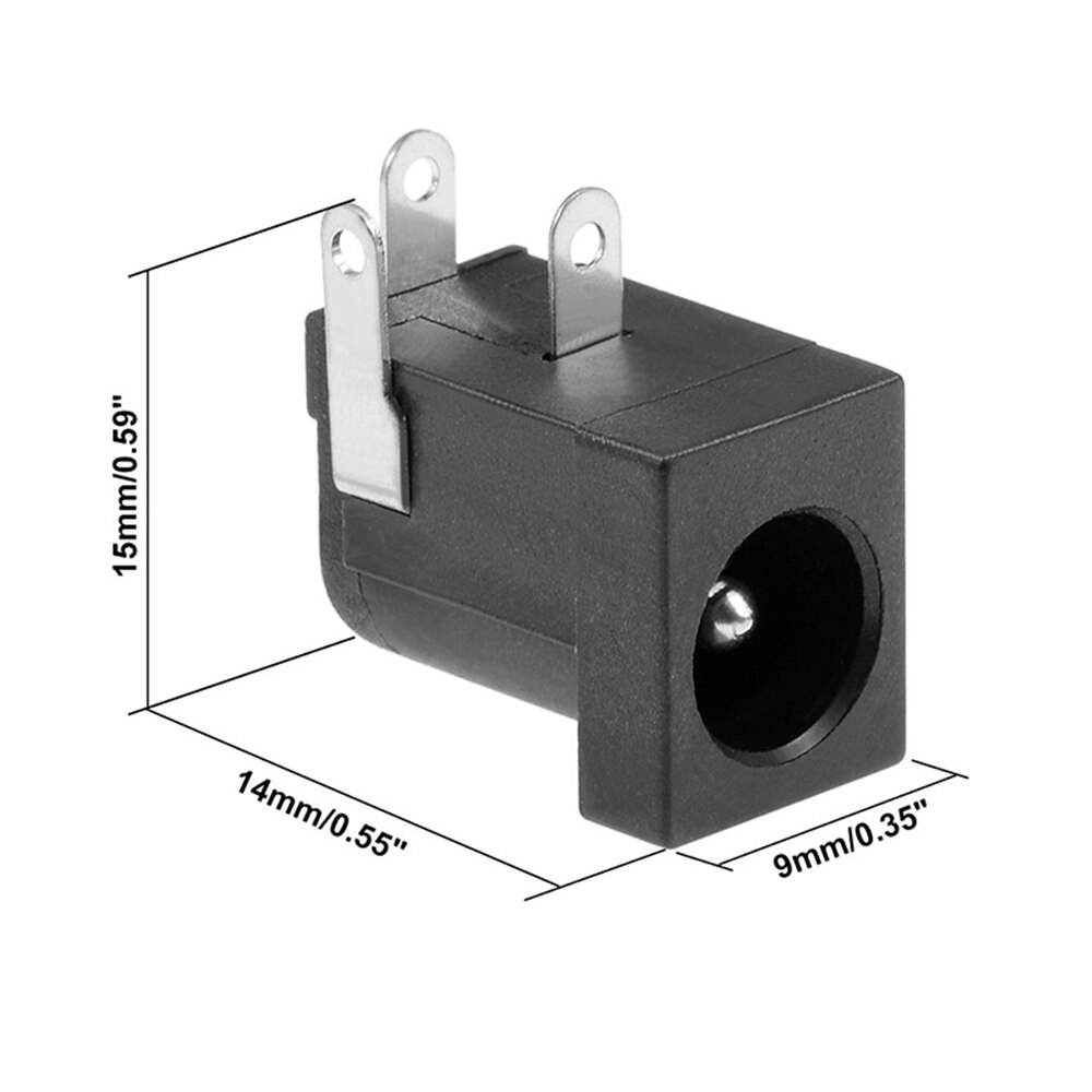 Duurzaam 10 Stuks Pcb Mount 5.5X2.1 Mm Vrouwelijke Dc Power Jack Plug Socket Connector Zwart 2.1 Socket Ronde de Naald