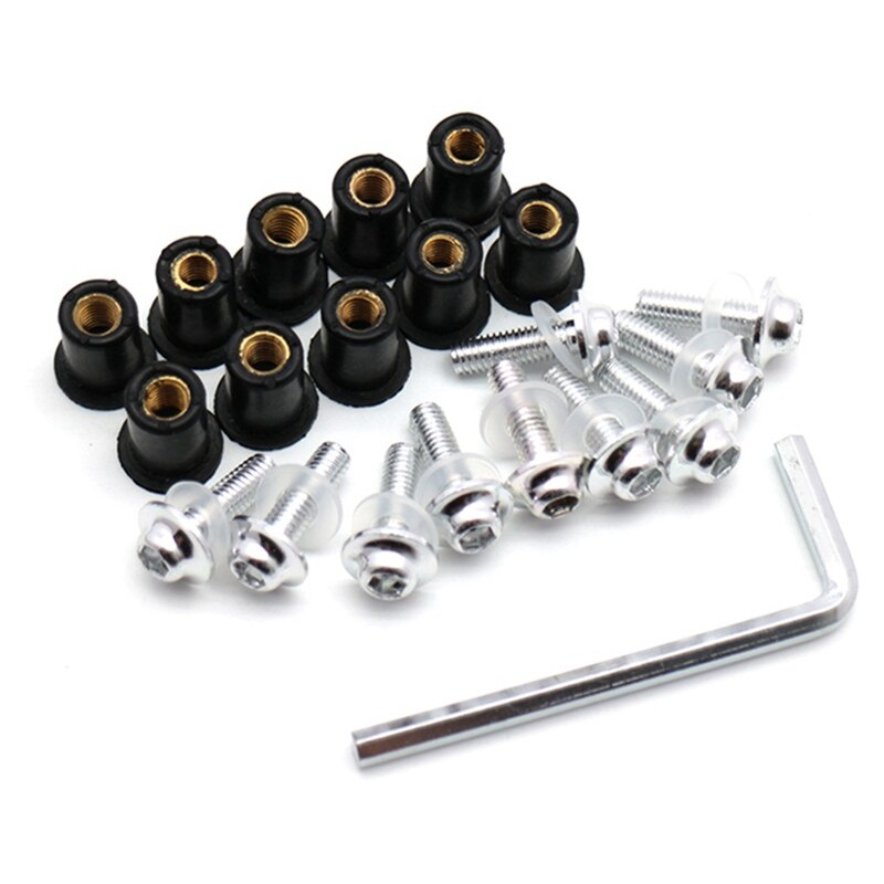 5mm Motorcycle Screw Windscreen Windshield Bolts Nut FOR YAMAHA TIGER 1050 SpoRt 1200 EXPLORER 800 XC XCX XR XRX: Silver