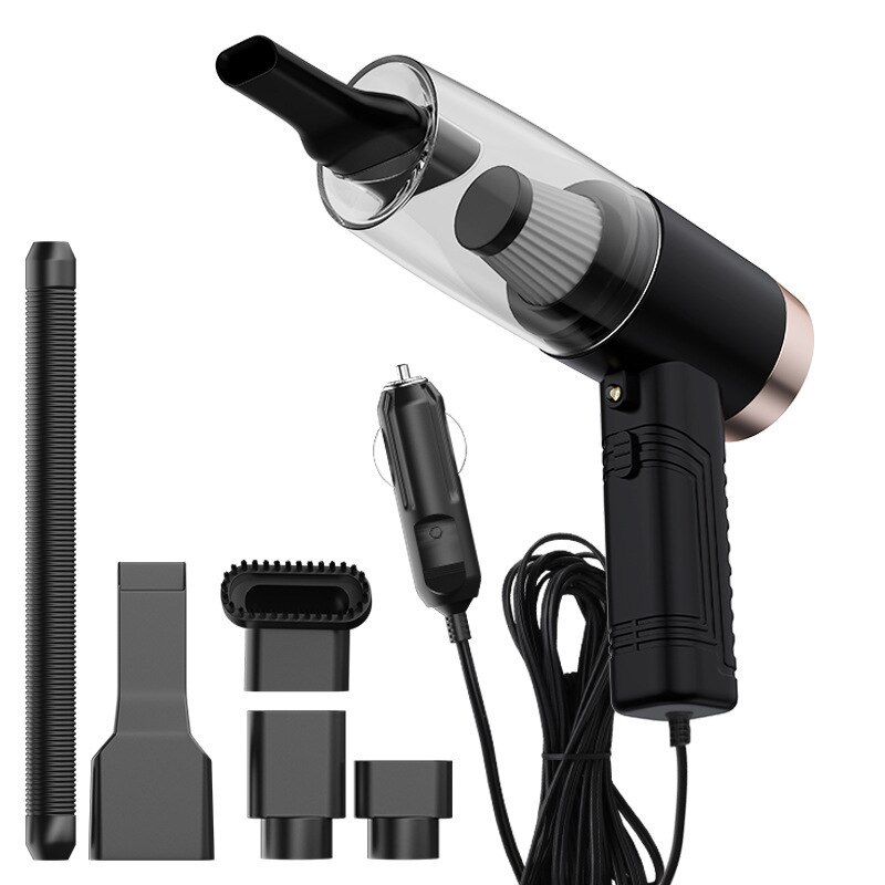 12V 120W Handheld Car Vacuum Cleaner Rechargeable Wet Dry Portable Mini Vacuum Cleaner With LED Light For Home Car Accessories: wired black