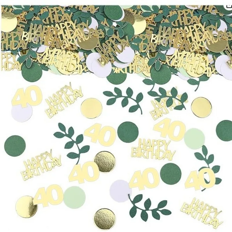 Salviegrønn gull gratulerer med dagen konfetti bursdagsborddekorasjoner strøkonfetti 30th 60th bursdagskake foliekonfettidekor