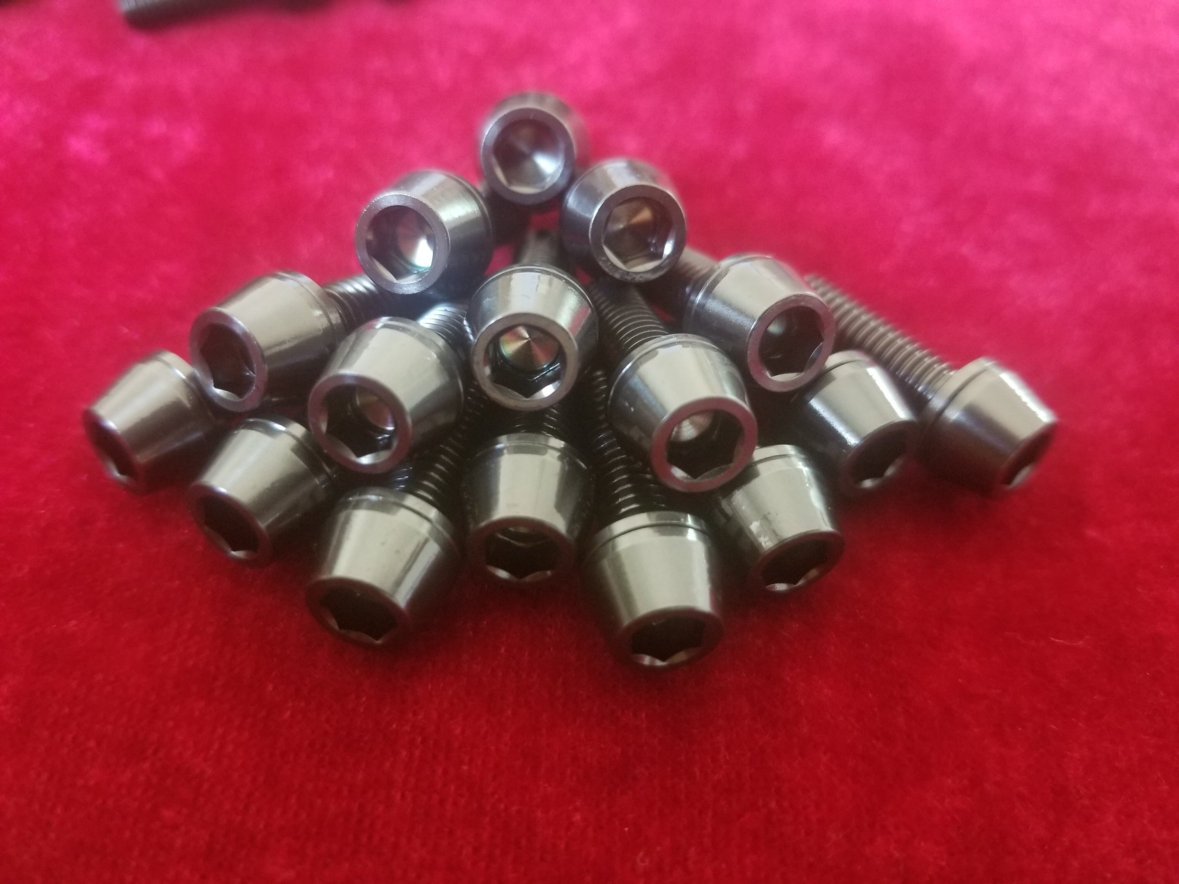 6pcs GR5 Bicycle Titanium Steel Screws Bolts With Titanium Washer M5*16mm TI-6al-4V DIN912 Inner Hexagon Ultralight