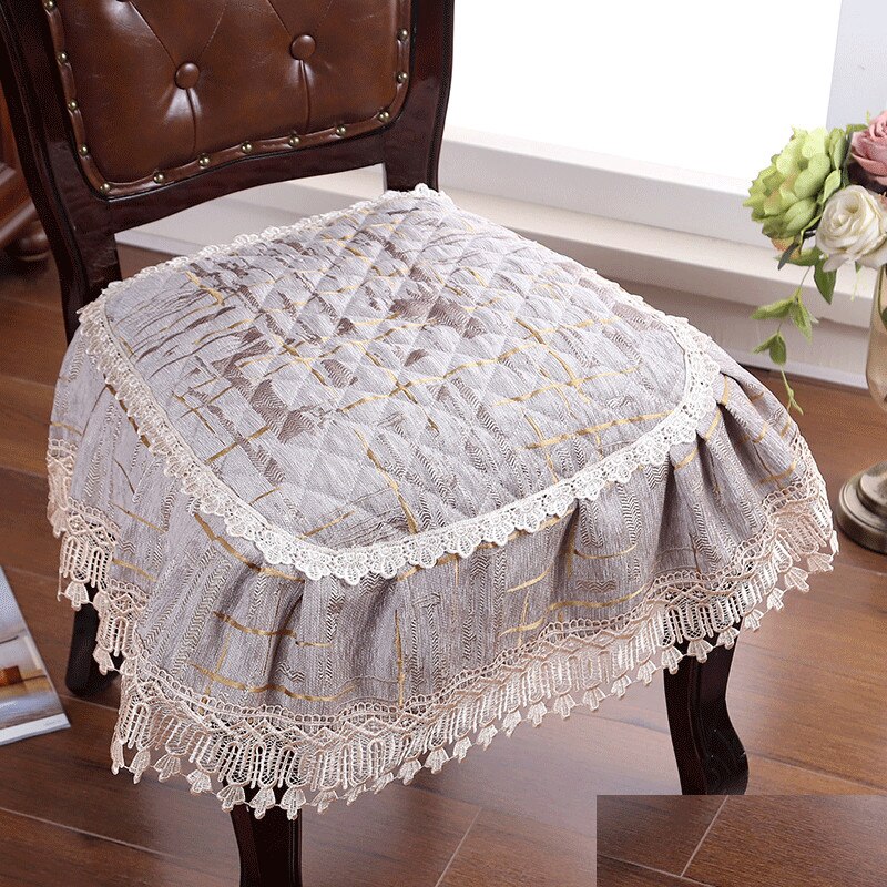 European Style Lace Chair Cushion Chenille Dining Chair Non-Slip Pads Breathable Thickened Universal Seat Mats Banquet Wedding C: gaoyahui