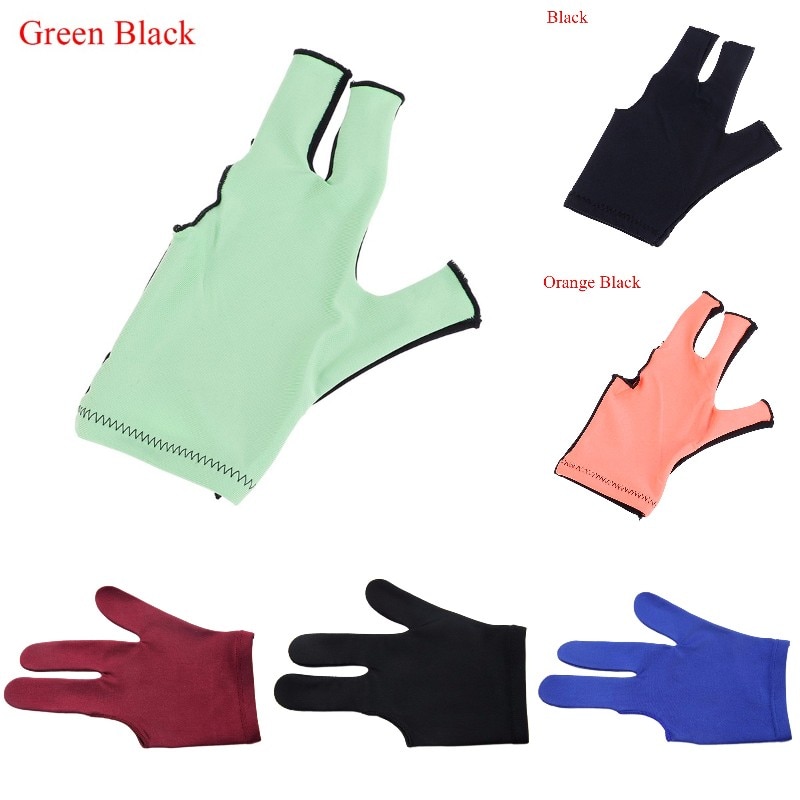 Drie Vingers Full-Vinger Snooker Biljartkeu Biljart Handschoen Voor Linkerhand Lycra Stoffen Pure Kleur Biljart Accessoire 1pc