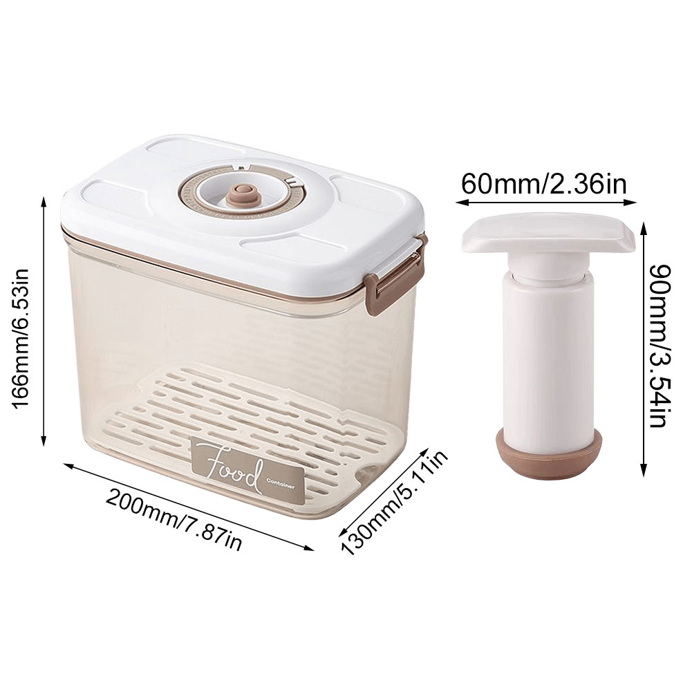Food Vacuum Storage Box with Vacuum Pump Fridge Organizer with Removable Drain Plate Kitchen Storage Box for Vegetable and Fruit