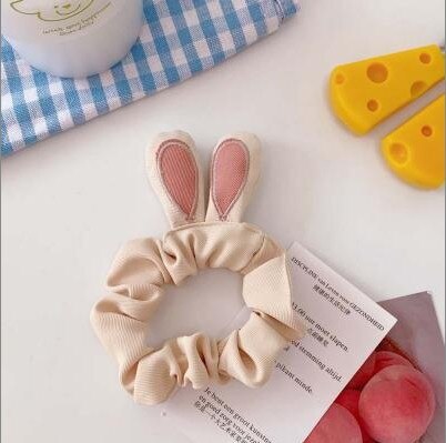 1Pc Leuke Cartoon Kikker Beer Scrunchies Haar Touw Meisjes Kids Elastische Elastiekjes Tie 6 Kleuren Dieren Haarbanden: white