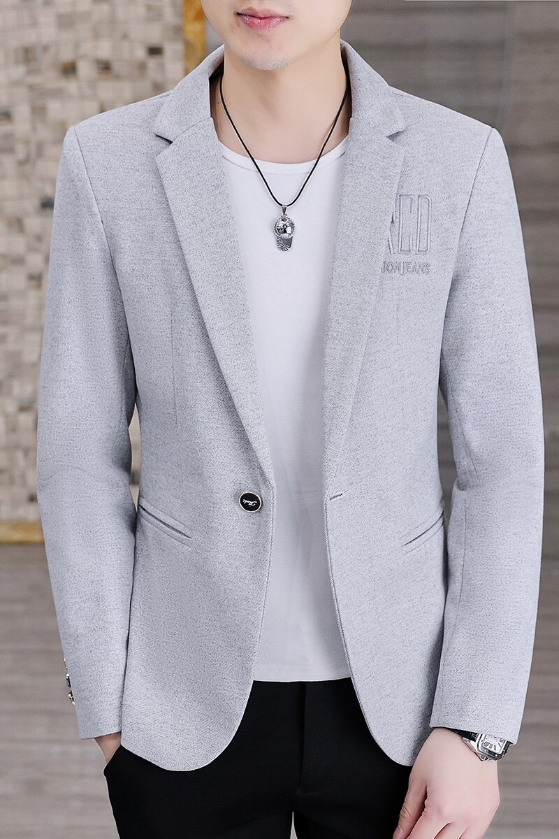 2022 Spring Men Blazers Slim Fit Casual Suit Jacket Solid Color Wedding Business Social Dress Coat Streetwear Men Clothing