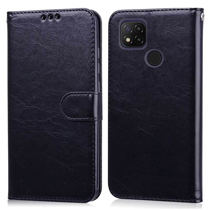 Voor Redmi 9C Nfc Gevallen Xiomi Xiaomei Xiaomi Redmi 9C Nfc Nfs Wallet Leather Flip Case Voor Xiaomi Redmi 9C 9 C Telefoon Gevallen Coque: For Redmi 9C NFC / Black