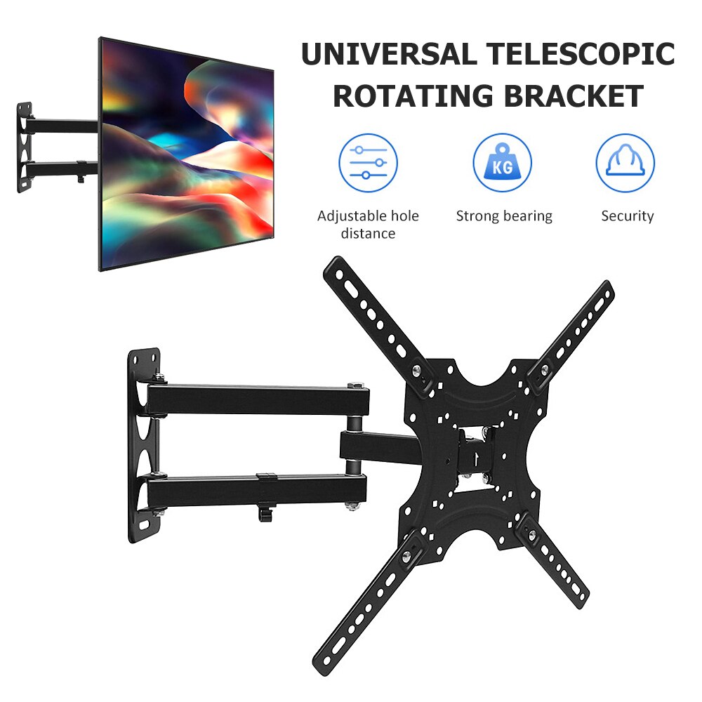 Universal 17-55 Inch Lcd Television Computer Monitor Rack Telescopic Rotating Display Bracket Swing Rack Wall Mount