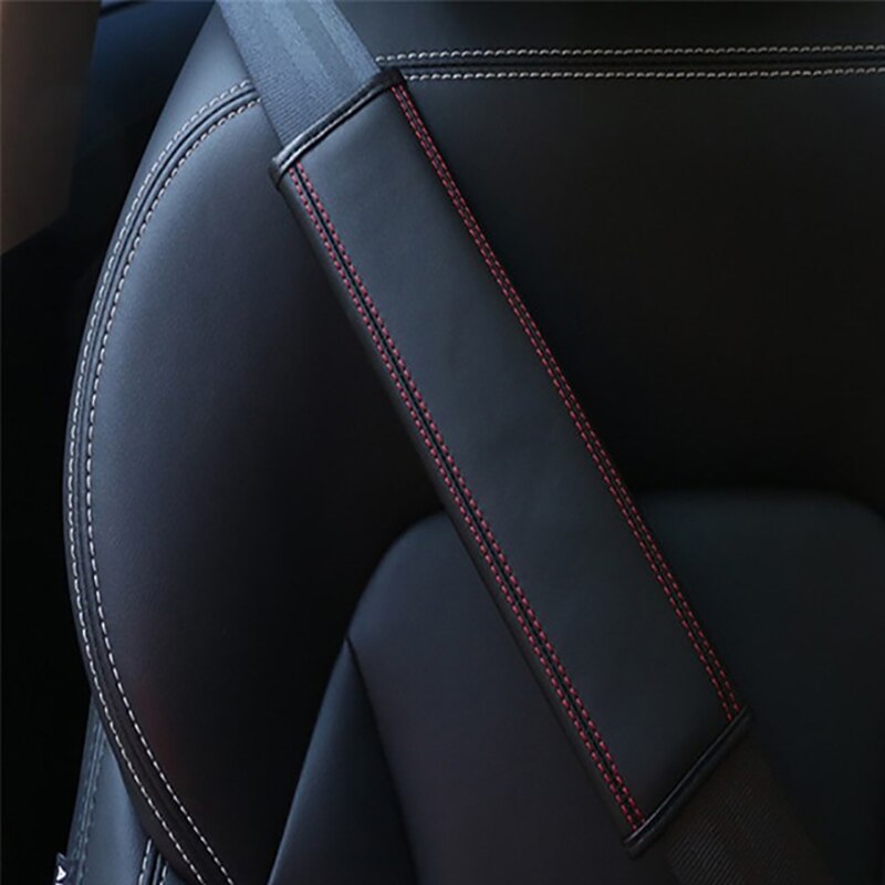 Autogordel interieur kussen, zachte lederen autogordel hoes nekkussen, veiligheidsgordel schouderkussen, rood