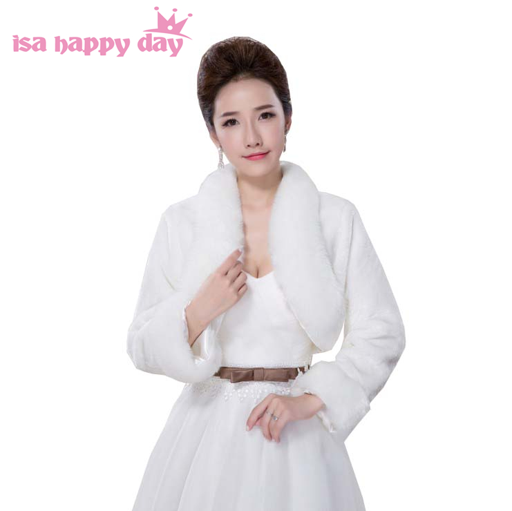 Wedding Accessories Faux Fur Bolero Long Sleeves Ivory Wedding Jackets Winter Warm Coats Bride Wedding Coat
