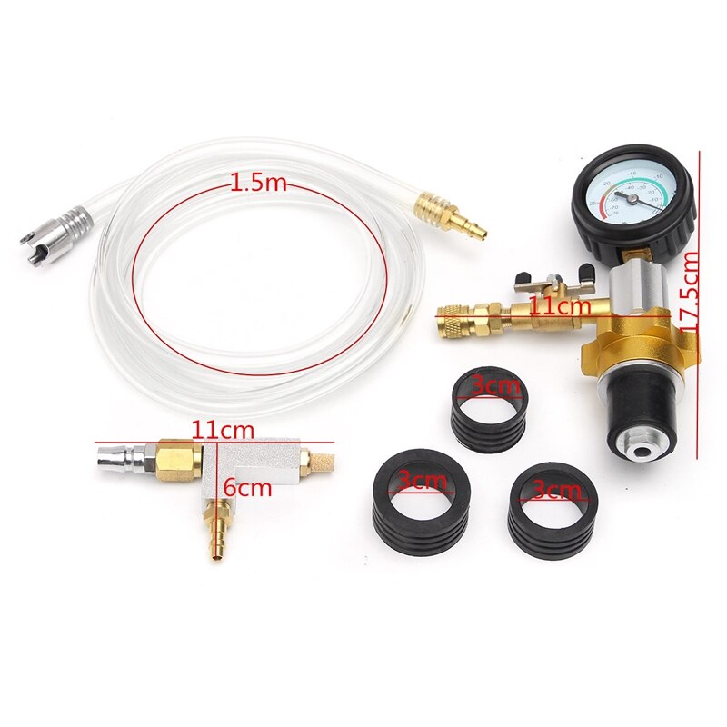 Vacuum Cooling System Car Radiator Coolant Refill & Purging Tool Gauge Kit With Air Pump Car Wash Easy Connect