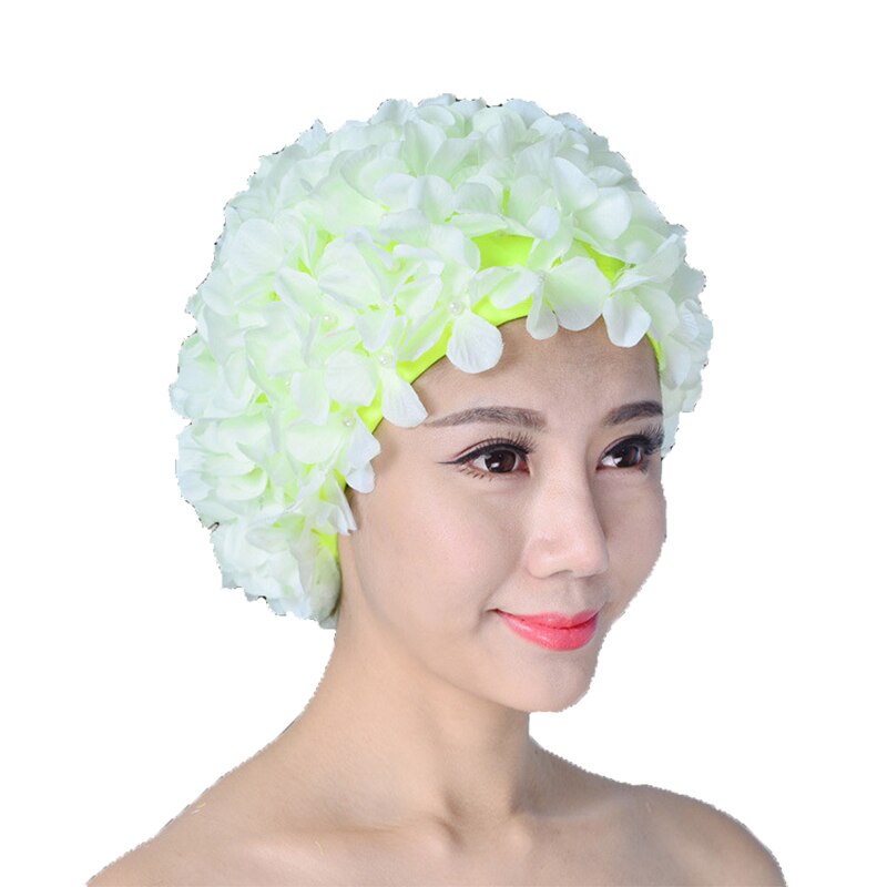 Badhatt kvinnor unisex flickor långt hår badmössa simmössa stretch drapera fri storlek simbassäng sport elastisk nylon turban