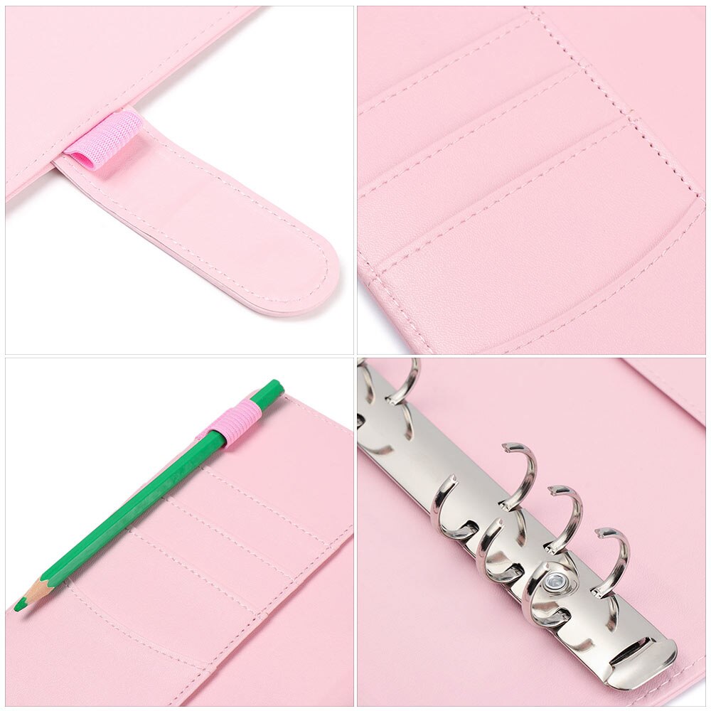 1Pc Vintage Refillable Notebook File Folder Notepad Cover PU Leather Ring Binder Artificial Loose Leaf Binder Office Supplies