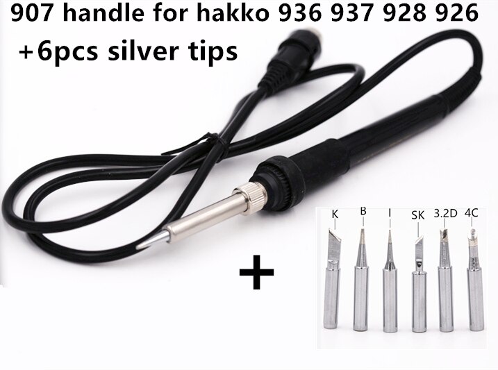 Szbft 5- stift 907 lödkolvhandtag med  a1321 keramiska värmare för hakko 936/937/928/926- lödstation: 907 med silverspets