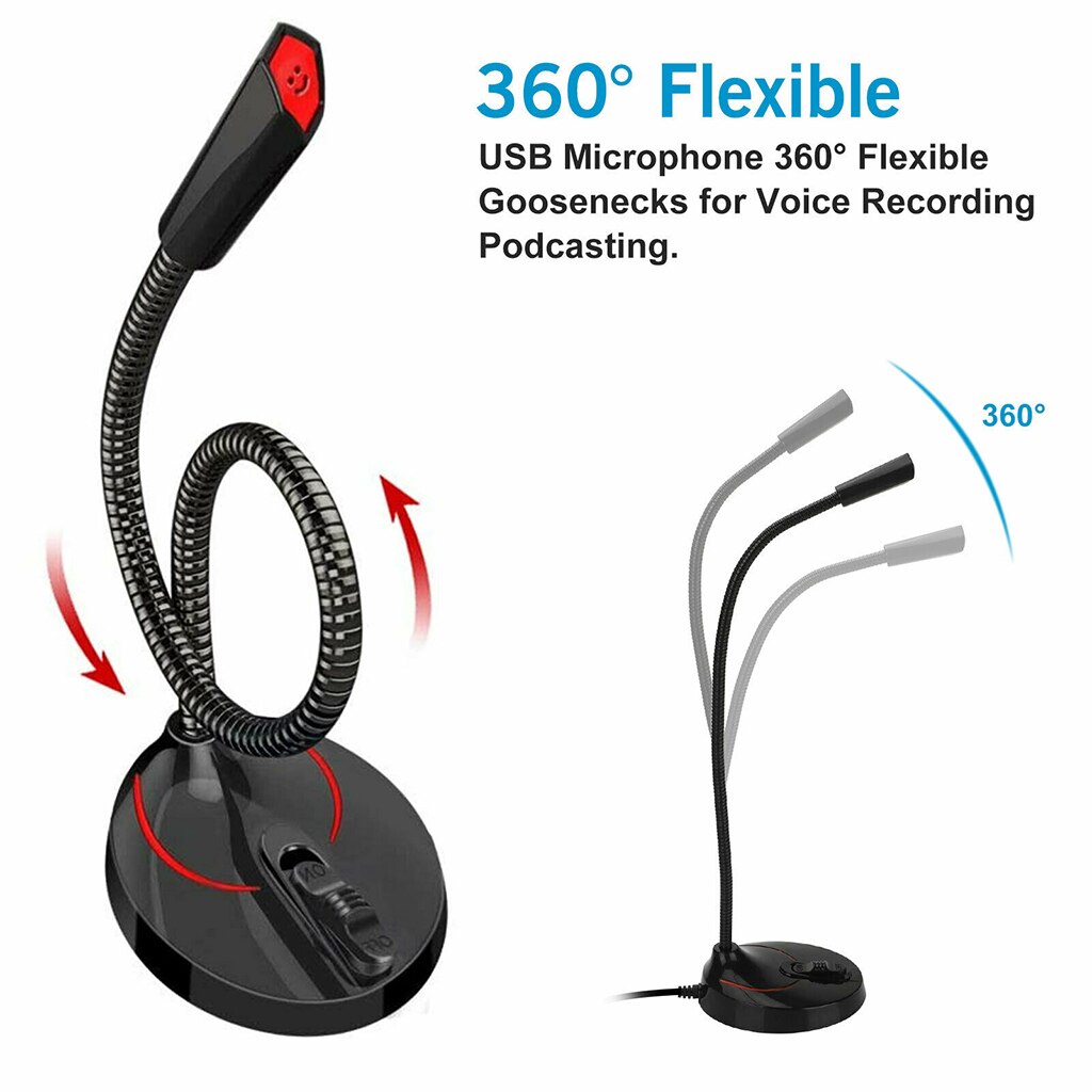 PC Microphone USB Computer Condenser Gaming Mic Plug & Play with Stand Holder Home Studio USB Computer Microphone Speakers