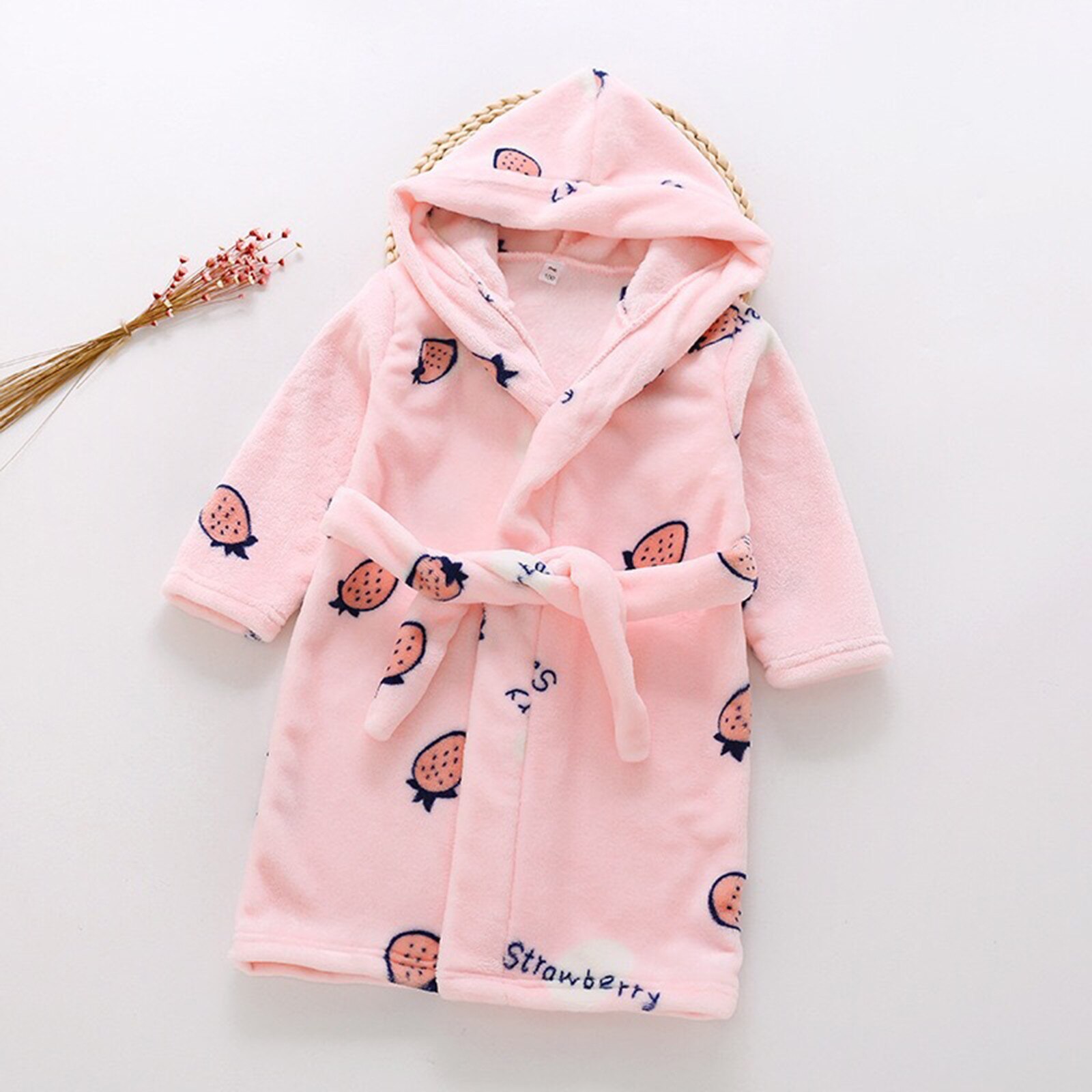 Kleinkind Nachtwäsche Baby Jungen Mädchen Herbst Winter Cartoon Print Bademäntel Flanell Nacht-Robe Hoodie Öffnen Stich Kleidung