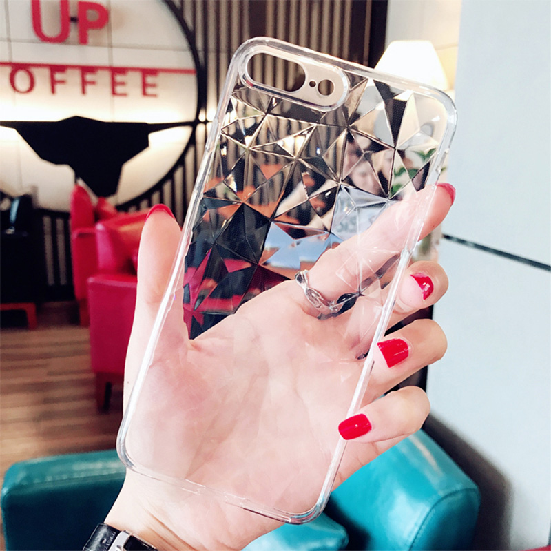 N1986N For iPhone 6 6s 7 8 Plus X XR XS Max Phone Case Luxury Diamond Texture Transparent Ultra Thin Soft TPU Case For iPhone X